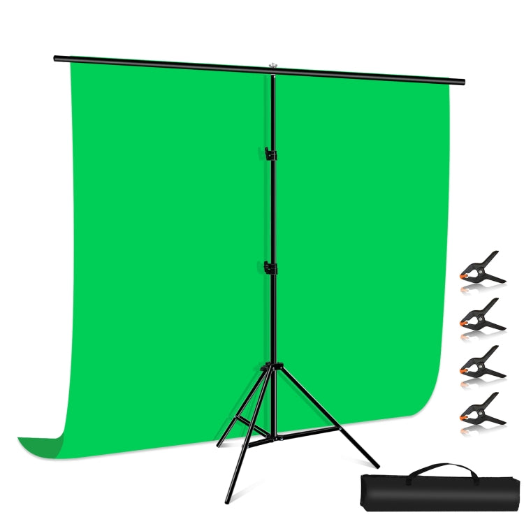 PULUZ 2x2m T-Shape Photo Studio Background Support Stand Backdrop Crossbar Bracket Kit with Clips(Green) - Other by PULUZ | Online Shopping UK | buy2fix