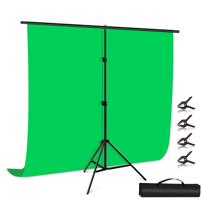 PULUZ 2x2m T-Shape Photo Studio Background Support Stand Backdrop Crossbar Bracket Kit with Clips(Green) - Other by PULUZ | Online Shopping UK | buy2fix