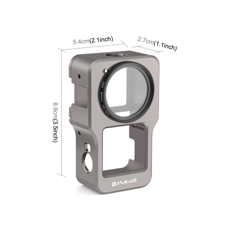 PULUZ CNC Aluminum Alloy Cage for DJI Action 2(Titanium Color) - Protection Frame by PULUZ | Online Shopping UK | buy2fix