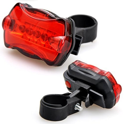 5 LED Water Resistant Bike Bicycle Head Light+ Rear Safety Flashlight - Taillights by buy2fix | Online Shopping UK | buy2fix