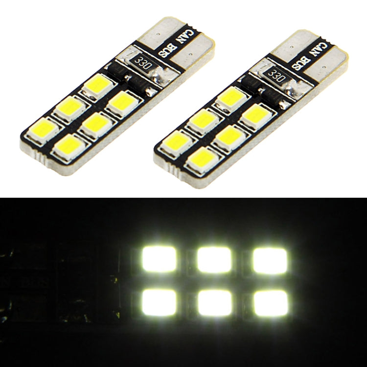 1 Pair T10 White 12 LED 2835 SMD CANBUS Car Signal Light Bulb - In Car by buy2fix | Online Shopping UK | buy2fix