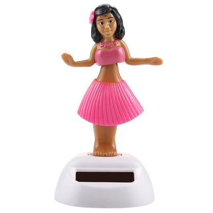 Solar Powered Bobble Head Dancing Toy Car Decoration Ornament Cute Hula Princess(Pink) - Ornaments by buy2fix | Online Shopping UK | buy2fix