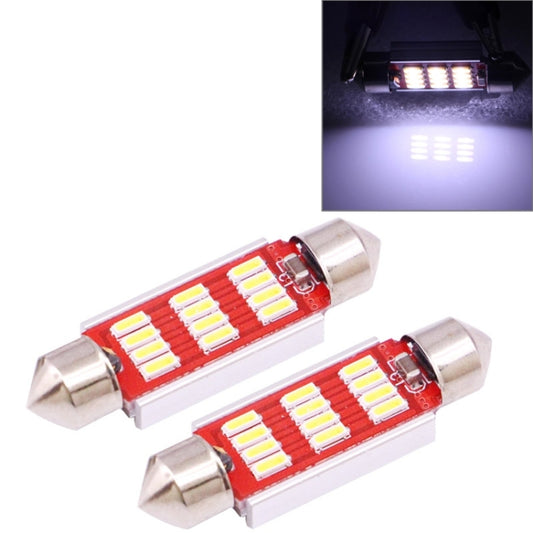 2 PCS 39mm 3.5W 180LM White Light 12 LED SMD 4014 CANBUS License Plate Reading Lights Car Light Bulb - Dome Lights by buy2fix | Online Shopping UK | buy2fix