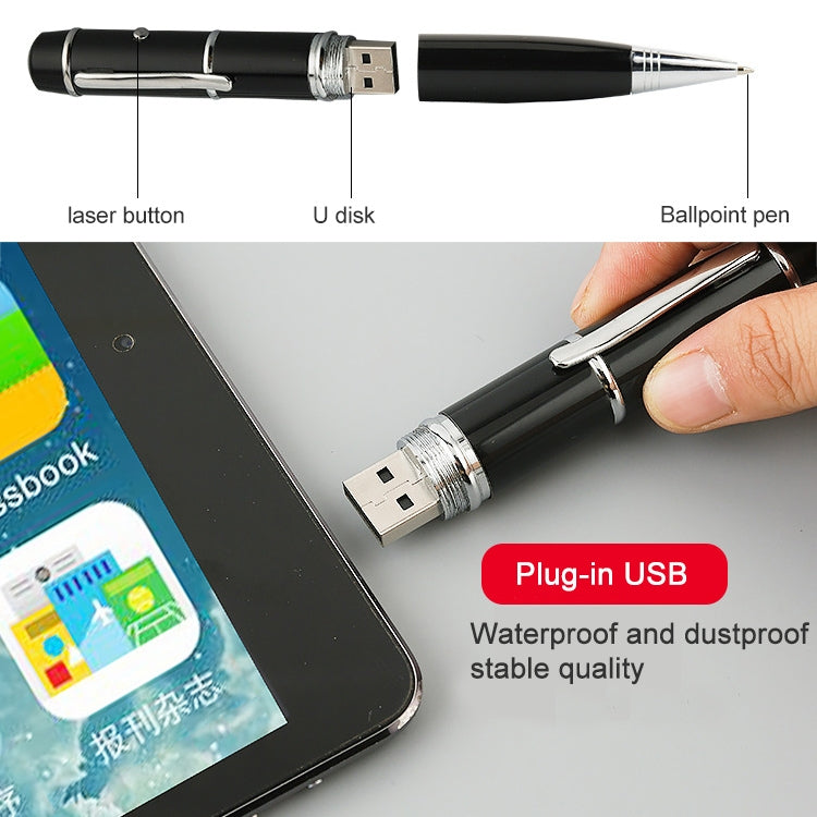 3 in 1 Laser Pen Style USB Flash Disk,16GB (Black)(Black) - USB Flash Drives by buy2fix | Online Shopping UK | buy2fix