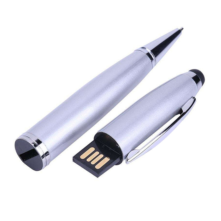 2 in 1 Pen Style USB Flash Disk, Silver (2GB) - Computer & Networking by buy2fix | Online Shopping UK | buy2fix