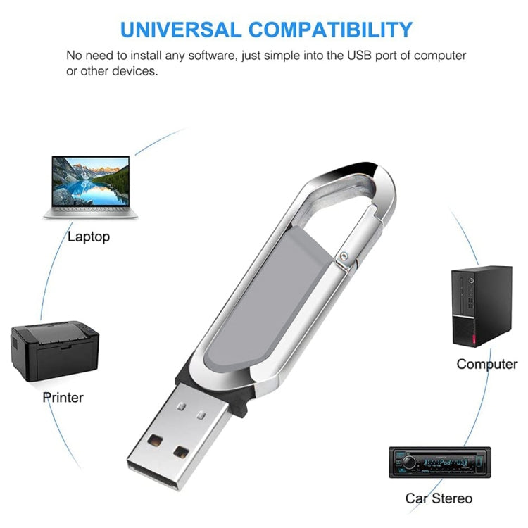 8GB Metallic Keychains Style USB 2.0 Flash Disk (Grey)(Grey) - USB Flash Drives by buy2fix | Online Shopping UK | buy2fix