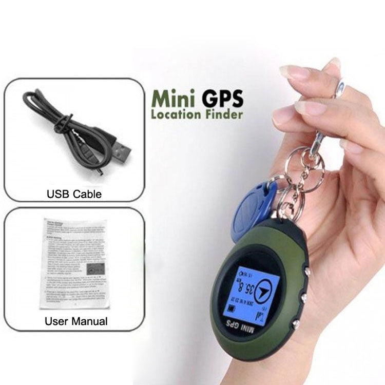 Keychain Handheld Mini GPS Navigation USB Rechargeable Location Finder Tracker for Outdoor Travel(Green) - In Car by buy2fix | Online Shopping UK | buy2fix