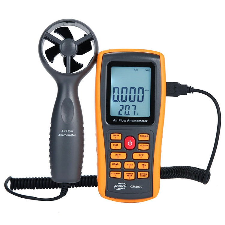 BENETECH GM8902 2.6 Inch LCD Screen Digital Wind Speed Meter Anemometer(Yellow) - Tachometers & Anemometer by BENETECH | Online Shopping UK | buy2fix