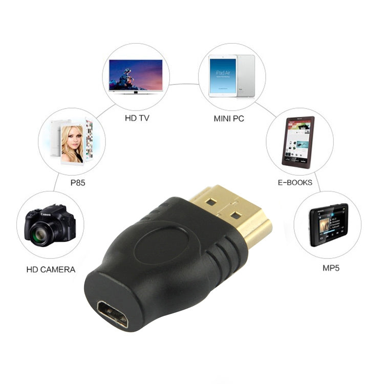 Gold Plated HDMI 19 Pin Male to Micro HDMI Female Adapter(Black) -  by buy2fix | Online Shopping UK | buy2fix