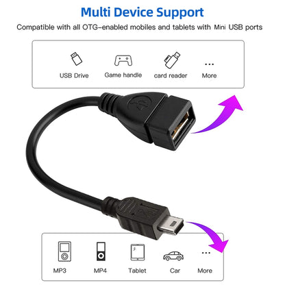 Mini 5-pin USB to USB 2.0 AF OTG Adapter Cable, Length: 12cm(Black) -  by buy2fix | Online Shopping UK | buy2fix