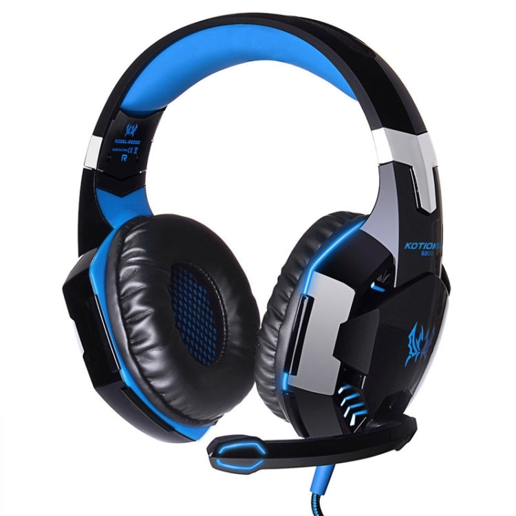 EACH G2000 Over-ear Stereo Bass Gaming Headset with Mic & LED Light for Computer, Cable Length: 2.2m(Blue) - Multimedia Headset by KOTION EACH | Online Shopping UK | buy2fix