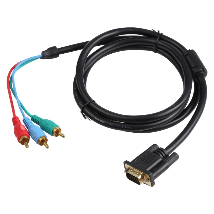 1.5m VGA to 3RCA RGB Cable(Black) - Cable by buy2fix | Online Shopping UK | buy2fix