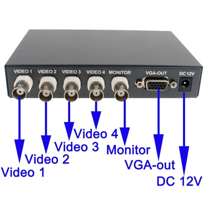 Quad Split Mode VGA(Black) - Security by buy2fix | Online Shopping UK | buy2fix