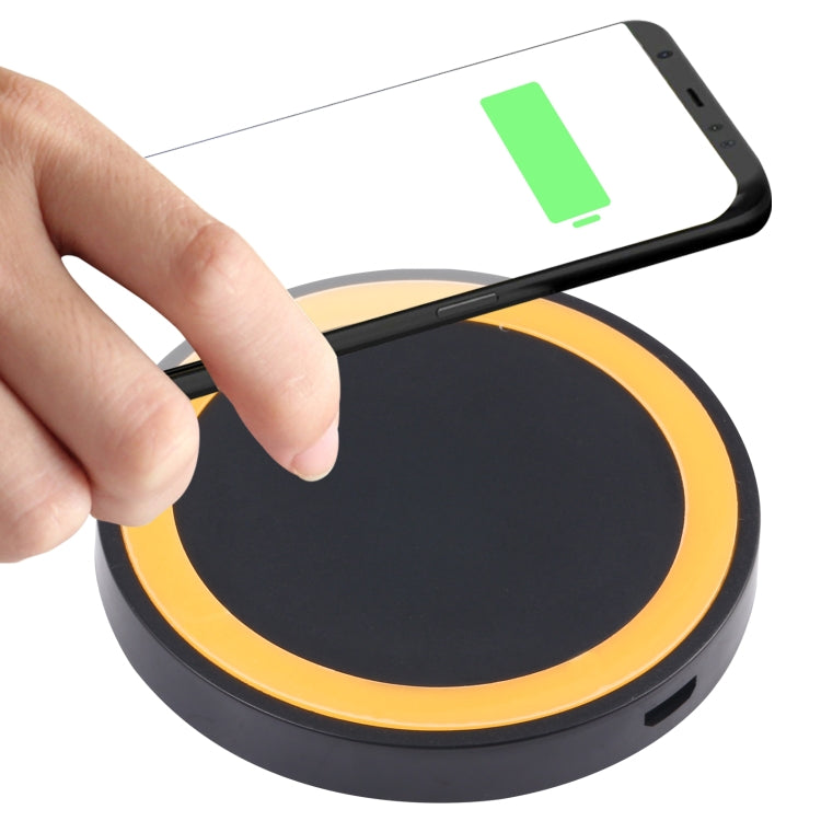 Universal QI Standard Round Wireless Charging Pad (Black + Orange) - Wireless Charger by buy2fix | Online Shopping UK | buy2fix