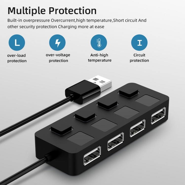 4 Ports USB 2.0 HUB with 4 Switch(Black) - Computer & Networking by buy2fix | Online Shopping UK | buy2fix