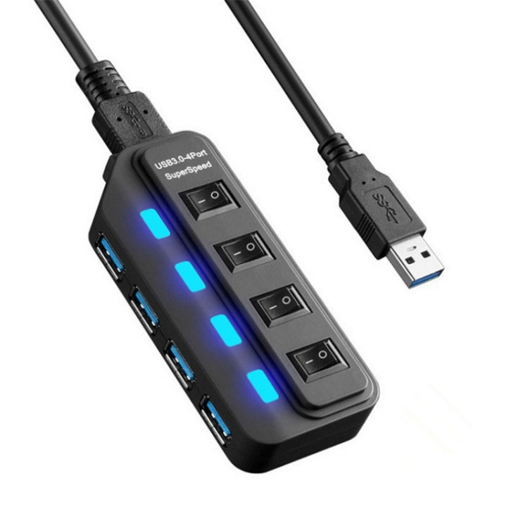 4 Ports USB 3.0 Hub with Individual Switches for each Data Transfer Ports(Black) - USB 3.0 HUB by buy2fix | Online Shopping UK | buy2fix