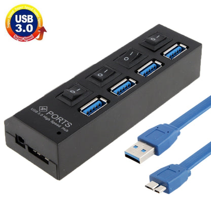 4 Ports USB 3.0 HUB, Super Speed 5Gbps, Plug and Play, Support 1TB (Black) - USB 3.0 HUB by buy2fix | Online Shopping UK | buy2fix