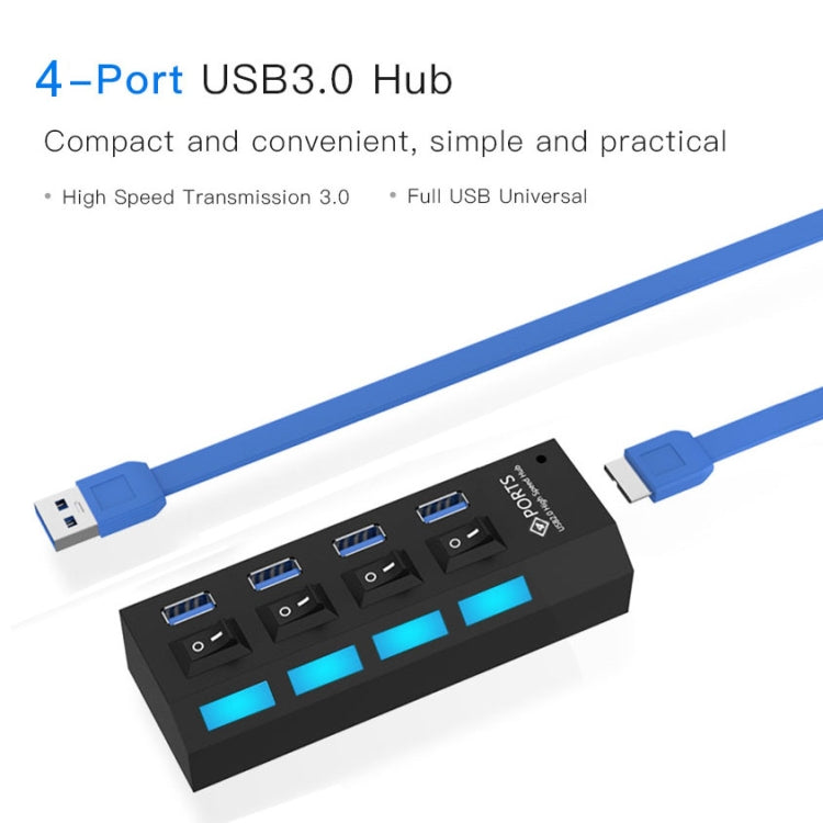 4 Ports USB 3.0 HUB, Super Speed 5Gbps, Plug and Play, Support 1TB (Black) - USB 3.0 HUB by buy2fix | Online Shopping UK | buy2fix