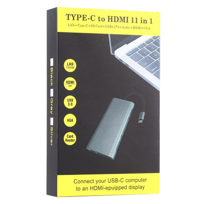 11 in 1 VGA + LAN Port + 4 x USB 3.0 + SD / TF Card + HDMI + Audio Port + USB-C / Type-C Female to USB-C / Type-C HUB Adapter(Dark Gray) - Computer & Networking by buy2fix | Online Shopping UK | buy2fix