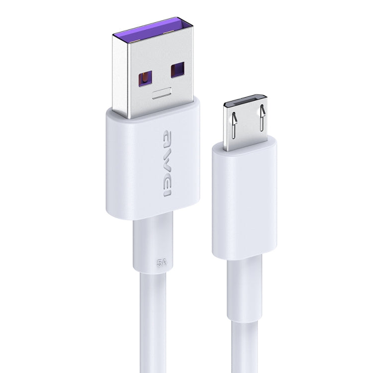 awei CL-77M 5A USB to Micro USB Interface Smart Fast Charge TPE Data Cable, Cable Length: 1m (White) - Micro USB Cable by awei | Online Shopping UK | buy2fix