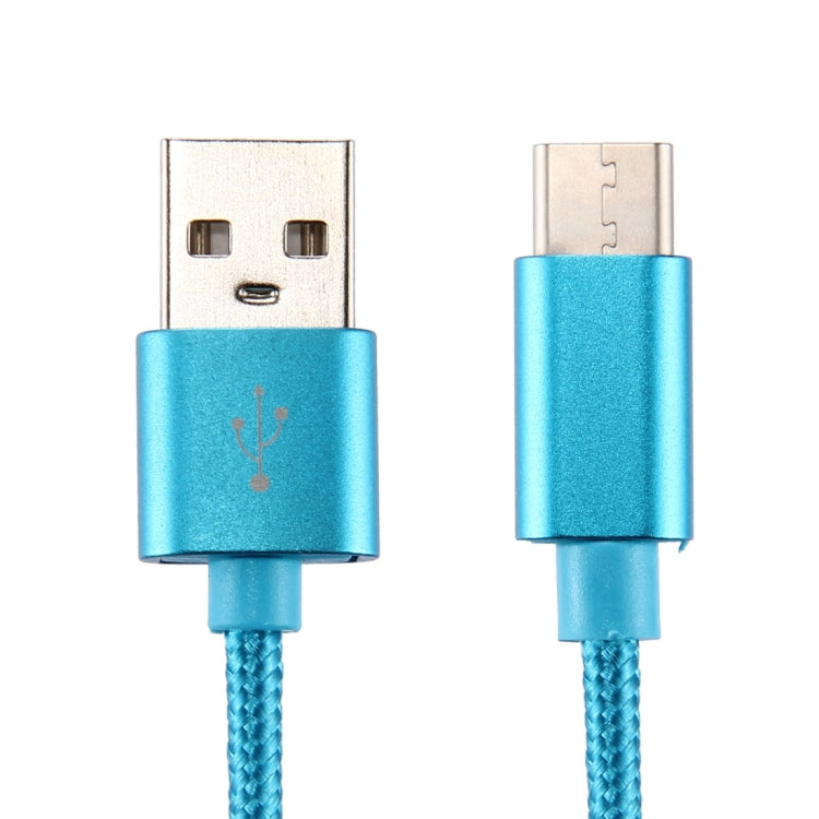 Knit Texture USB to USB-C / Type-C Data Sync Charging Cable, Cable Length: 2m, 3A Output(Blue) - USB-C & Type-C Cable by buy2fix | Online Shopping UK | buy2fix