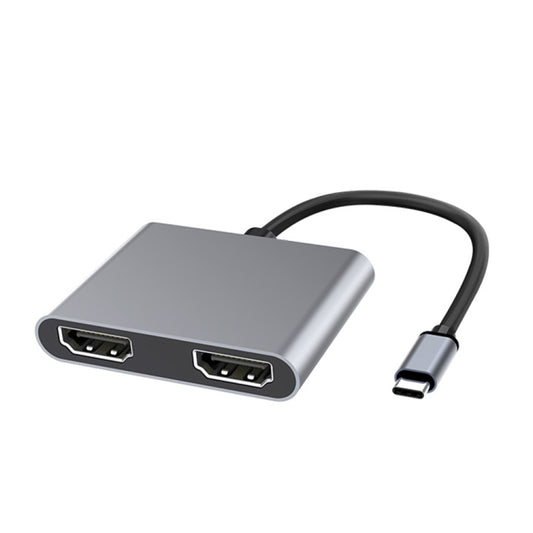 2 in 1 Multifunction USB-C / Type-C to Dual HDMI HUB Docking Station (Grey) - Computer & Networking by buy2fix | Online Shopping UK | buy2fix