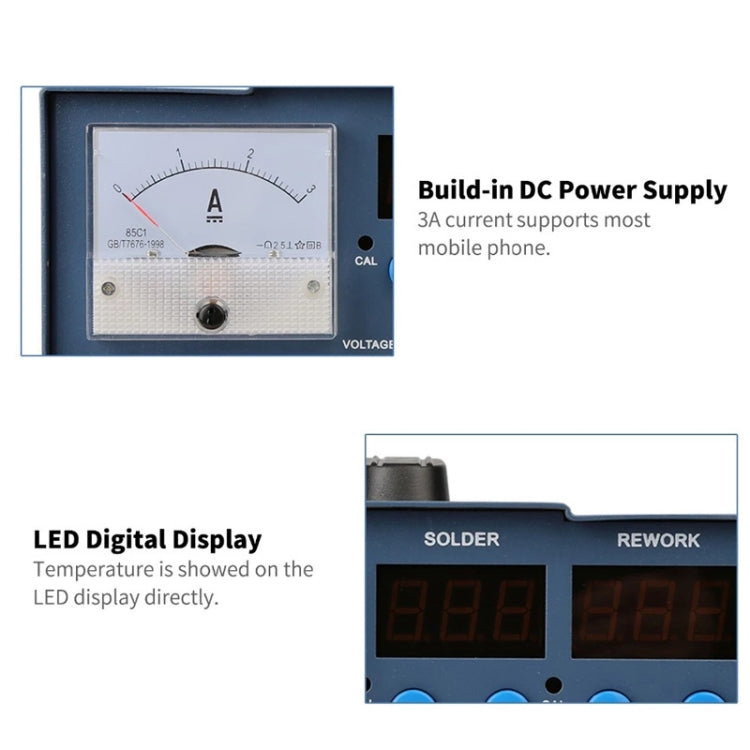 Kaisi K-863D 3 in 1 Hot Air Gun Soldering Station SMD Rework Station With 3A DC Power Supply for Phone PCB Welding Repair Machine, EU Plug - Electric Soldering Iron by Kaisi | Online Shopping UK | buy2fix