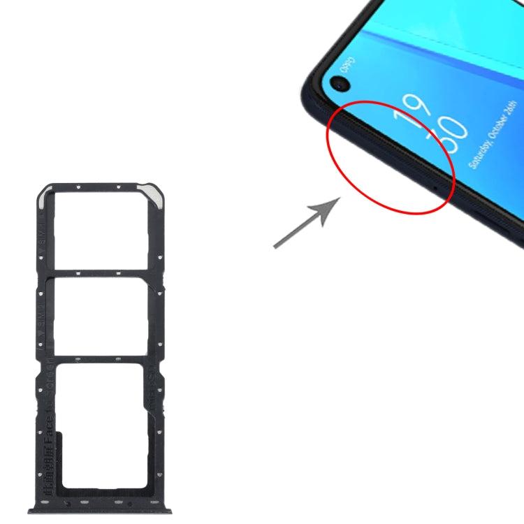 For OPPO A52 4G SIM Card Tray + SIM Card Tray + Micro SD Card Tray (Black) - Card Socket by buy2fix | Online Shopping UK | buy2fix