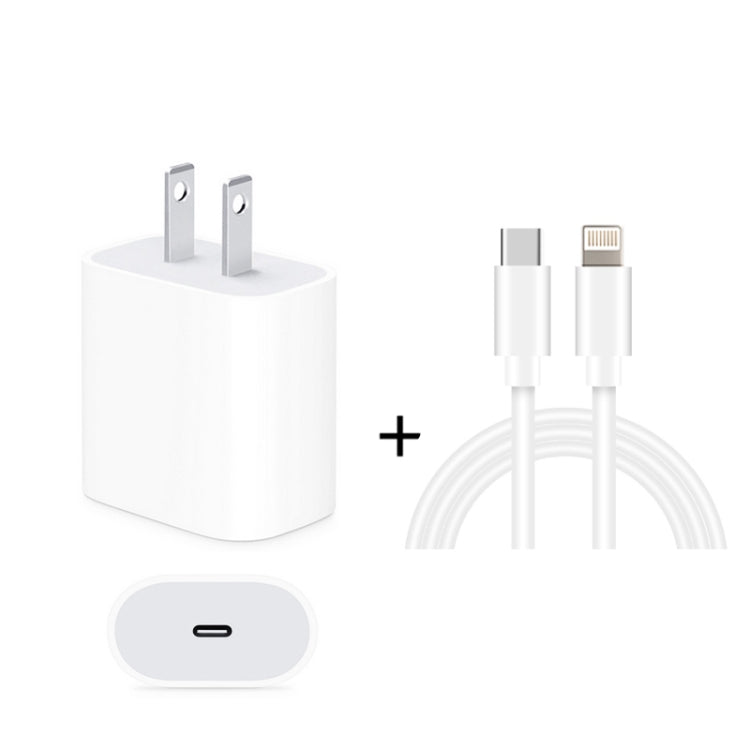 2 in 1 PD 18W Single USB-C / Type-C Interface Travel Charger + 3A PD3.0 USB-C / Type-C to 8 Pin Fast Charge Data Cable Set, Cable Length: 1m(US Plug) - Apple Accessories by buy2fix | Online Shopping UK | buy2fix