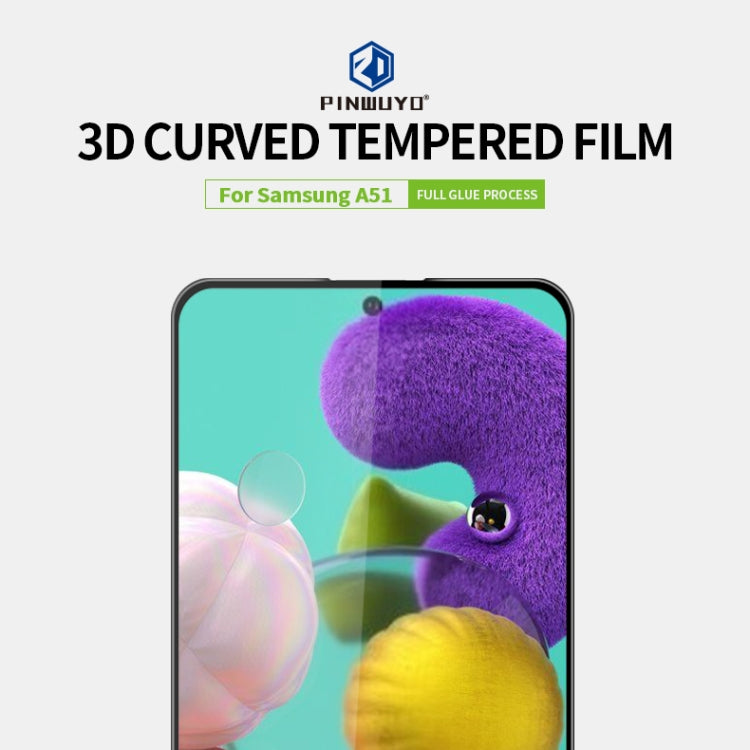 For Samsung Galaxy A51 PINWUYO 9H 3D Curved Full Screen Explosion-proof Tempered Glass Film(Black) - Samsung Accessories by PINWUYO | Online Shopping UK | buy2fix