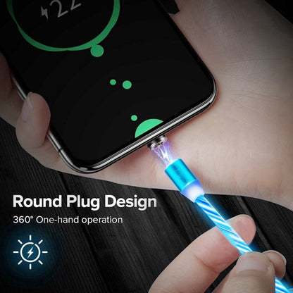 USB to Micro USB Magnetic Suction Colorful Streamer Mobile Phone Charging Cable, Length: 1m(Blue Light) - Mobile Accessories by buy2fix | Online Shopping UK | buy2fix