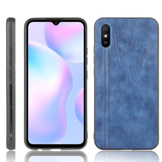 For Xiaomi Redmi 9A Shockproof Sewing Cow Pattern Skin PC + PU + TPU Case(Blue) - Xiaomi Cases by buy2fix | Online Shopping UK | buy2fix