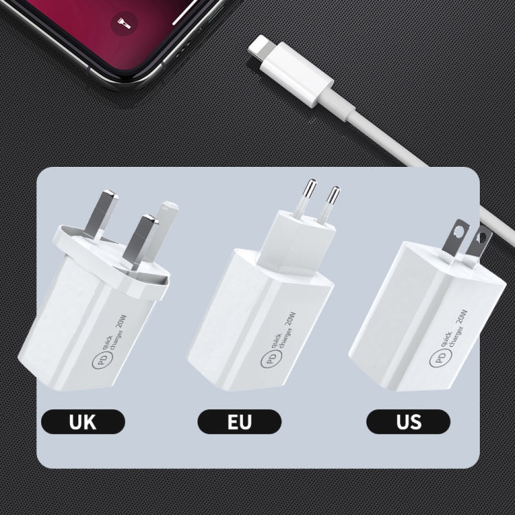 SDC-20W 2 in 1 PD 20W USB-C / Type-C Travel Charger + 3A PD3.0 USB-C / Type-C to 8 Pin Fast Charge Data Cable Set, Cable Length: 2m, EU Plug - Apple Accessories by buy2fix | Online Shopping UK | buy2fix