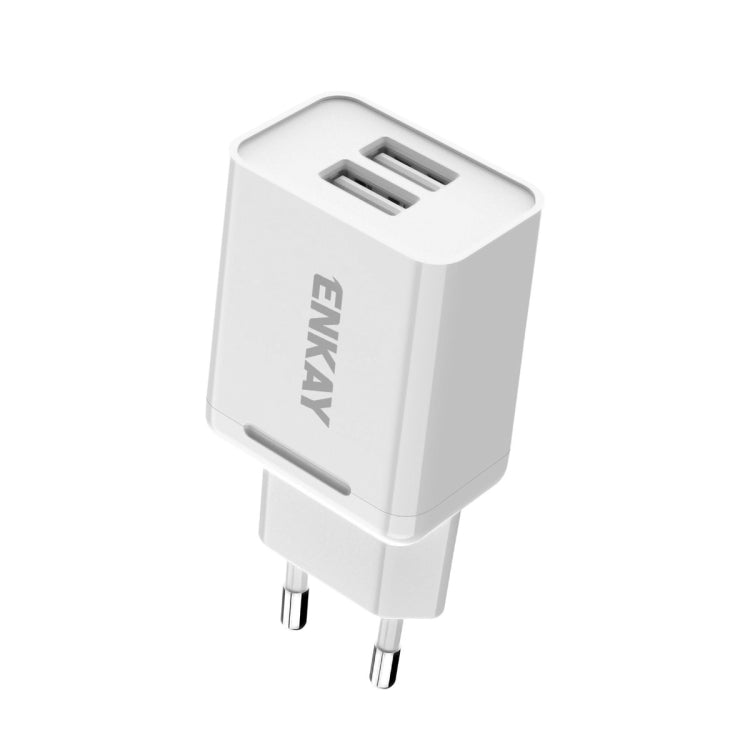 ENKAY Hat-Prince T003-1 10.5W 2.1A Dual USB Charging EU Plug Travel Power Adapter With 2.1A 1m Micro USB Cable - Mobile Accessories by ENKAY | Online Shopping UK | buy2fix