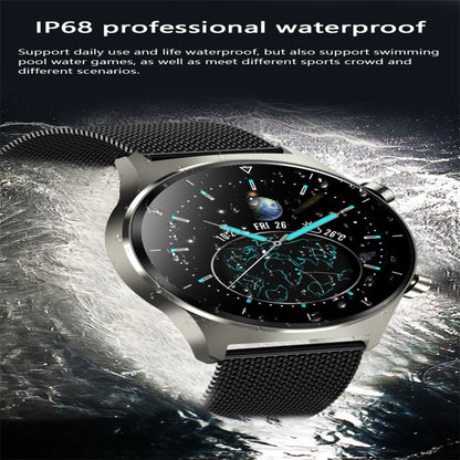 E13 1.28 inch IPS Color Screen Smart Watch, IP68 Waterproof, Steel Watchband, Support Heart Rate Monitoring/Blood Pressure Monitoring/Blood Oxygen Monitoring/Sleep Monitoring(Black) - Smart Wear by buy2fix | Online Shopping UK | buy2fix