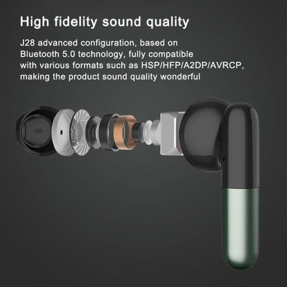 J28 TWS Wireless Bluetooth Earphones LED Digital Display HIFI Music Sport Earphone(Black) - TWS Earphone by buy2fix | Online Shopping UK | buy2fix