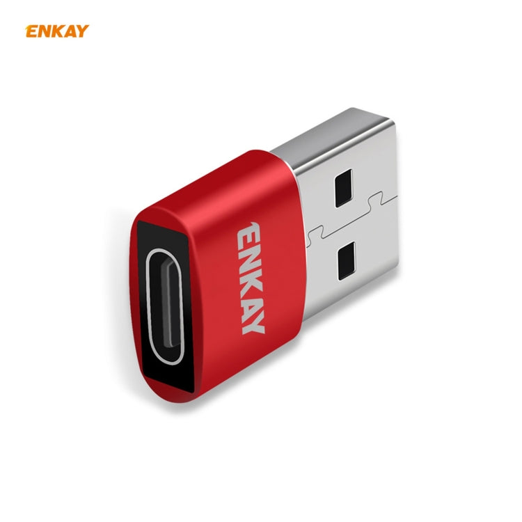 ENKAY ENK-AT105 USB Male to USB-C / Type-C Female Aluminium Alloy Adapter Converter, Support Quick Charging & Data Transmission(Red) - Type-C Adapter by ENKAY | Online Shopping UK | buy2fix