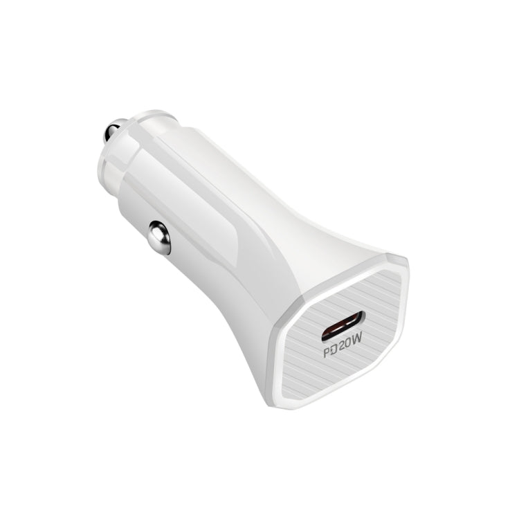 YS-2 PD 20W USB-C / Type-C Interface Car Fast Charger for iPhone Series / iPad Series(White) - Car Charger by buy2fix | Online Shopping UK | buy2fix