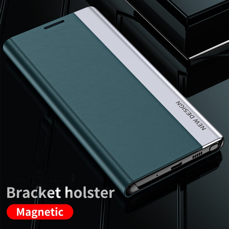 For Samsung Galaxy A71 5G Side Electroplated Magnetic Ultra-Thin Horizontal Flip Leather Case with Holder(Green) - Galaxy Phone Cases by buy2fix | Online Shopping UK | buy2fix