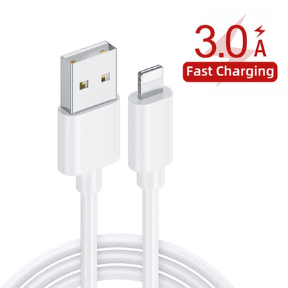 F002C QC3.0 USB + USB 2.0 LED Digital Display Fast Charger with USB to 8 Pin Data Cable, UK Plug(White) - Apple Accessories by buy2fix | Online Shopping UK | buy2fix