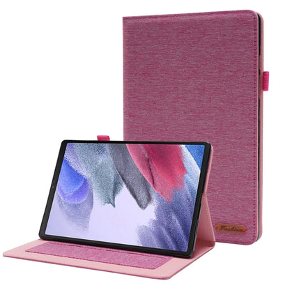 For Samsung Galaxy Tab A8 10.5 2021 Horizontal Flip Fabric PU Leather Tablet Case with Card Slots & Holder(Rose Red) - Samsung Accessories by buy2fix | Online Shopping UK | buy2fix