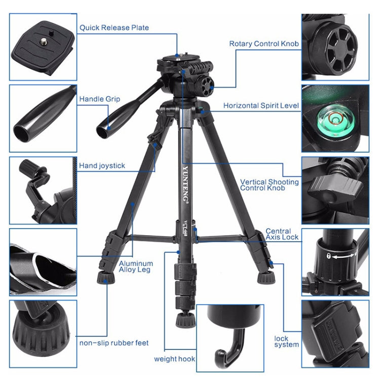 YUNTENG VCT-668 Aluminum Alloy Tripod Mount for 3 dimensional Damping Head - Tripods by YUNTENG | Online Shopping UK | buy2fix