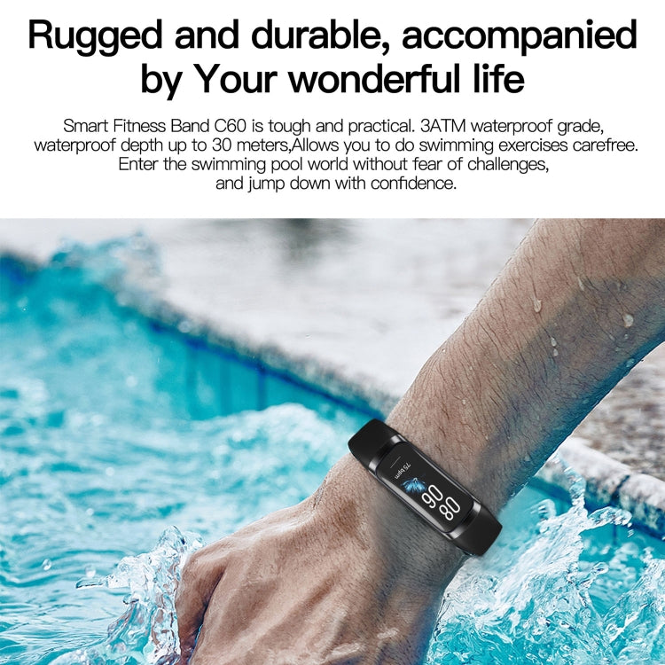 C60 IP67 Waterproof 1.1 inch Smart Fitness Band(Grey) - Smart Wear by buy2fix | Online Shopping UK | buy2fix