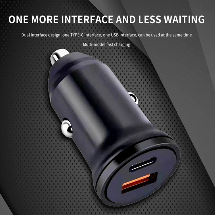 WKN-707 PD 20W USB-C / Type-C + QC 3.0 25W USB Mini Car Charger with USB-C / Type-C to 8 Pin Data Cable, Cable Length: 1m(Black) - In Car by buy2fix | Online Shopping UK | buy2fix