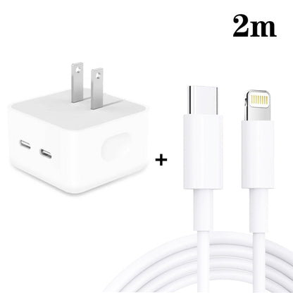 SDC-40W Dual PD USB-C / Type-C Ports Charger with 2m Type-C to 8 Pin Data Cable, US Plug - USB Charger by buy2fix | Online Shopping UK | buy2fix