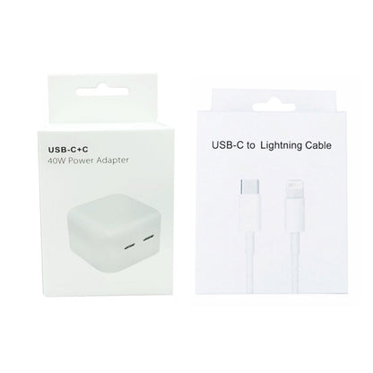 SDC-40W Dual PD USB-C / Type-C Ports Charger with 1m Type-C to 8 Pin Cable, AU Plug - USB Charger by buy2fix | Online Shopping UK | buy2fix