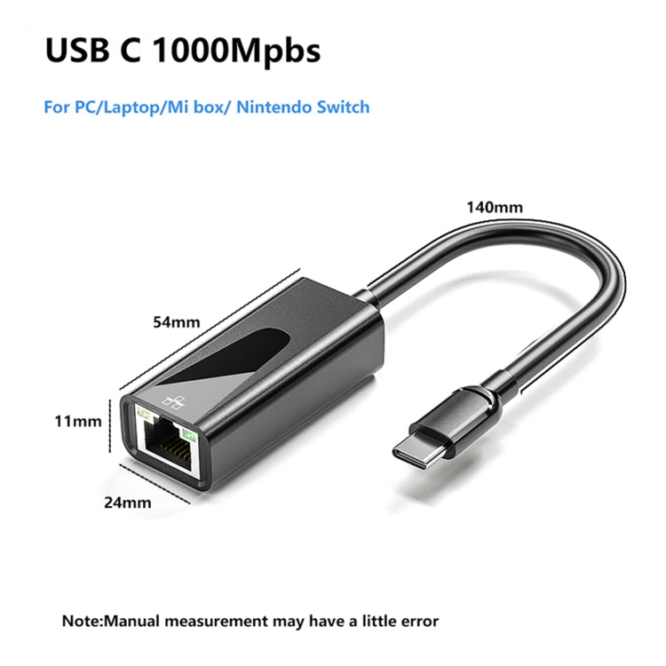 1000Mbps RJ45 Network Card USB Ethernet Adapter, port:Type-C - USB Network Adapter by buy2fix | Online Shopping UK | buy2fix