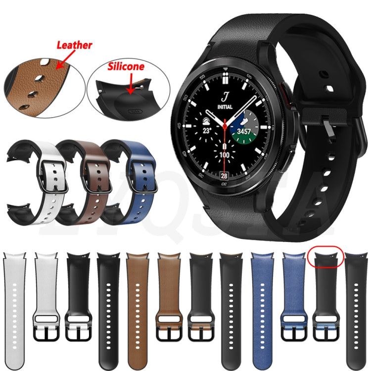 For Samsung Galaxy Watch 4 Classic 46mm Silicone Adhesive Leather Watch Band(Dark Brown) - Watch Bands by buy2fix | Online Shopping UK | buy2fix