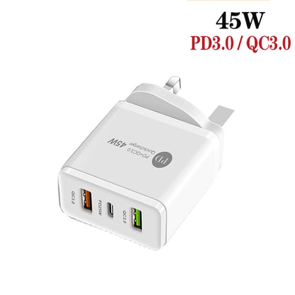 45W PD25W + 2 x QC3.0 USB Multi Port Charger with USB to 8 Pin Cable, UK Plug(White) - Apple Accessories by buy2fix | Online Shopping UK | buy2fix