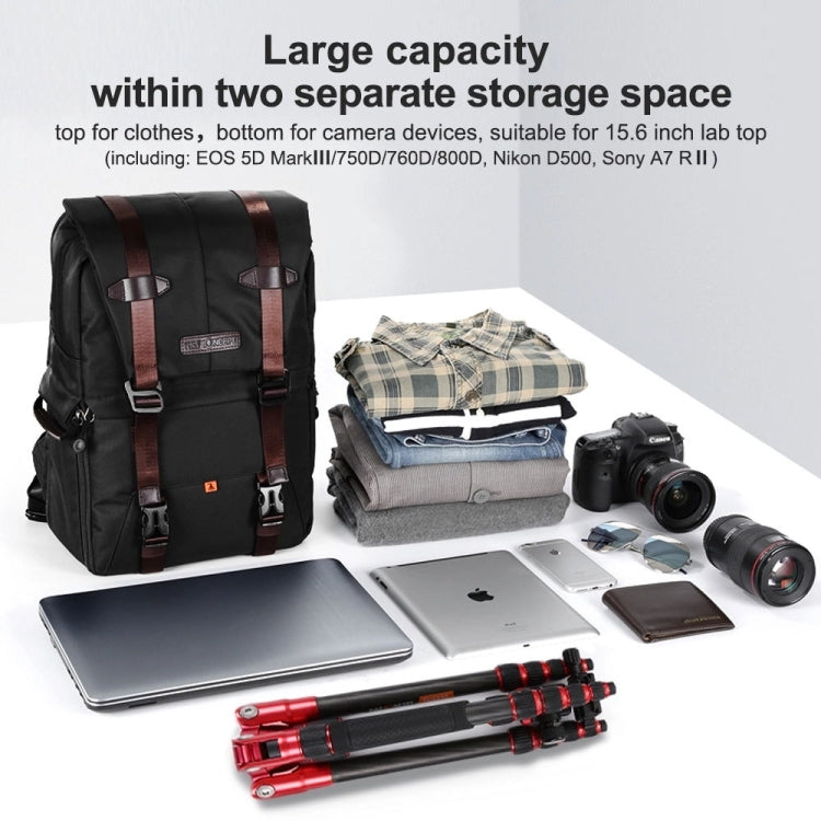 K&F CONCEPT KF13.092 Multifunctional Dual-layer Shockproof Waterproof Camera Backpack Travel Tripod Bag - Camera Accessories by K&F | Online Shopping UK | buy2fix